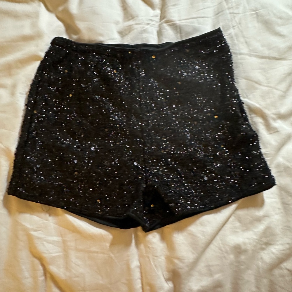 SHEIN Black Sequin High Waist Shorts